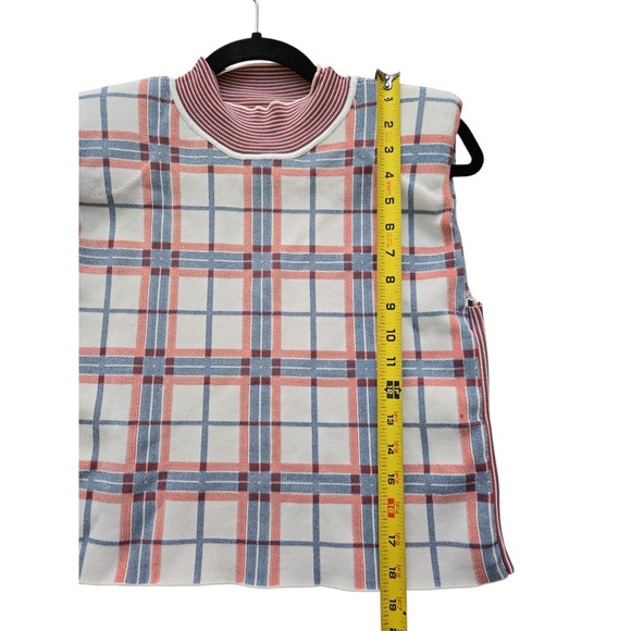 Veronica Beard Rayon Blend‎ Plaid Sweater Vest Top Shoulder Pads Small - Picture 4 of 10